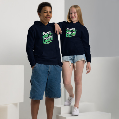Sweat à capuche épais pour les jeunes SUPER GREEN
