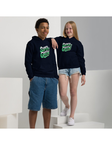 Sweat à capuche épais pour les jeunes SUPER GREEN