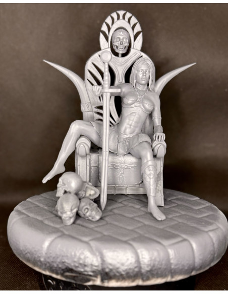 Vaelora - Reine du Trône d'acier / Diorama Fantasy 3D résine