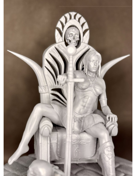 Vaelora - Reine du Trône d'acier / Diorama Fantasy 3D résine