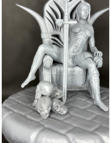 Vaelora - Reine du Trône d'acier / Diorama Fantasy 3D résine