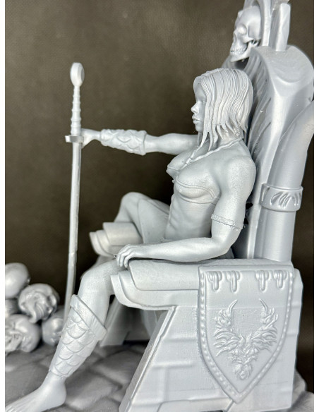 Vaelora - Reine du Trône d'acier / Diorama Fantasy 3D résine