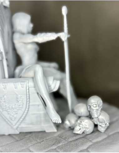Vaelora - Reine du Trône d'acier / Diorama Fantasy 3D résine