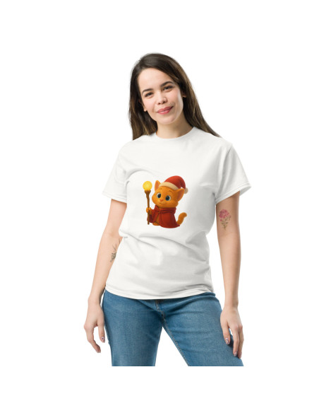 T-shirt classique unisexe chat mage de Noël